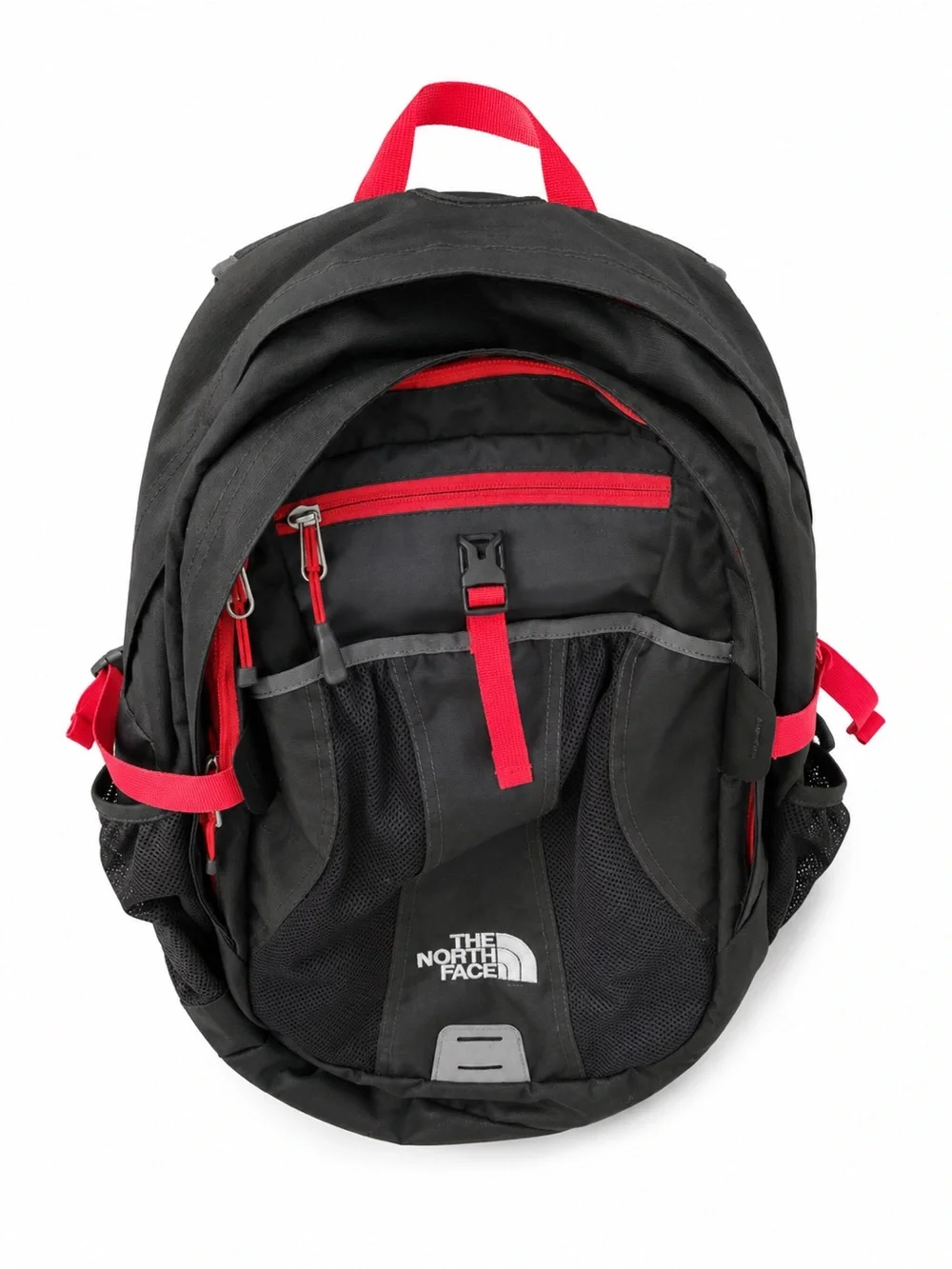 The North Face Dark Grey Backpack with Hot Pink Accents